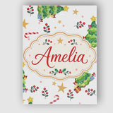 Personalised Name Cute Christmas Tree Candy Custom  Bespoke Interior Contemporary Canvas Wall Art Print Decor Picture Ready to Hang