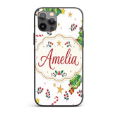 Cute Christmas Tree Candy Cane Printed Design Custom Name Protective Phone Case Mobile Cover Durable Everyday Smartphone Shock Resistant