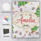 Personalised Name Cute Christmas Tree Candy Custom  Bespoke Interior Contemporary Canvas Wall Art Print Decor Picture Ready to Hang