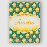 Personalised Name Cupcake Dessert Seamless Pattern Dark Green Sweet Custom Canvas Wall Art Print Decor Picture Ready to Hang