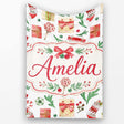 Christmas Gifts Candy Lollipop Stockings Seamless Pattern Lovely  Personalised Custom Name Super Soft Fleece Blanket Bed Sofa Throw