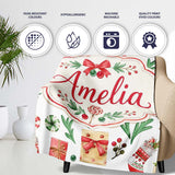 Christmas Gifts Candy Lollipop Stockings Seamless Pattern Lovely  Personalised Custom Name Super Soft Fleece Blanket Bed Sofa Throw