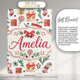 Christmas Gifts Candy Lollipop Stockings Seamless Pattern Lovely  Personalised Custom Name Super Soft Fleece Blanket Bed Sofa Throw