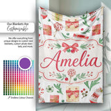 Christmas Gifts Candy Lollipop Stockings Seamless Pattern Lovely  Personalised Custom Name Super Soft Fleece Blanket Bed Sofa Throw