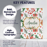 Personalised Name Watercolor Christmas Custom  Modern Room Accent Elegant Feature Canvas Wall Art Print Decor Picture Ready to Hang