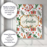 Personalised Name Watercolor Christmas Custom  Modern Room Accent Elegant Feature Canvas Wall Art Print Decor Picture Ready to Hang