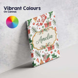 Personalised Name Watercolor Christmas Custom  Modern Room Accent Elegant Feature Canvas Wall Art Print Decor Picture Ready to Hang