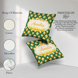Custom Name Cupcake Dessert Pattern Dark Green Food Illustration Square Filled Cushion Throw Pillow Sofa Bed Home Decor Zip Washable UK Made