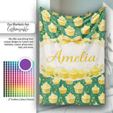 Cupcake Dessert Seamless Pattern Dark Green Sweet Food Illustration  Personalised Custom Name Super Soft Fleece Blanket Bed Sofa Throw