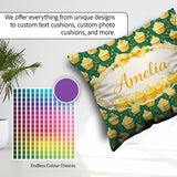 Custom Name Cupcake Dessert Pattern Dark Green Food Illustration Square Filled Cushion Throw Pillow Sofa Bed Home Decor Zip Washable UK Made