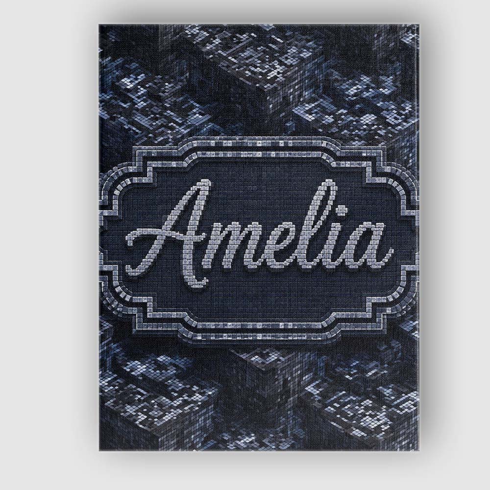 Personalised Name Dark Futuristic Cube Custom  Modern Room Accent Elegant Feature Canvas Wall Art Print Decor Picture Ready to Hang