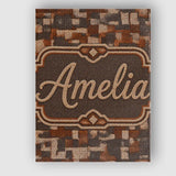 Personalised Name Brown Pebble Mosaic Custom Modern Room Accent Creative Decorator Style Canvas Wall Art Print Decor Picture Ready to Hang