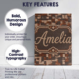Personalised Name Brown Pebble Mosaic Custom Modern Room Accent Creative Decorator Style Canvas Wall Art Print Decor Picture Ready to Hang