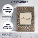 Personalised Name Wood Tile Square Natural Custom  Unique Gift Idea Elegant Feature Canvas Wall Art Print Decor Picture Ready to Hang