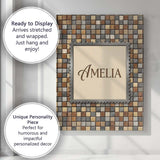 Personalised Name Wood Tile Square Natural Custom  Unique Gift Idea Elegant Feature Canvas Wall Art Print Decor Picture Ready to Hang