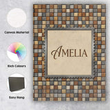 Personalised Name Wood Tile Square Natural Custom  Unique Gift Idea Elegant Feature Canvas Wall Art Print Decor Picture Ready to Hang