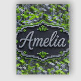 Personalised Name Green Glass Cube Abstract Custom  Bespoke Interior Contemporary Canvas Wall Art Print Decor Picture Ready to Hang