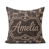 Custom Name Stone Block Mosaic Neutral Texture Seamless Pattern Square Filled Cushion Throw Pillow Sofa Bed Home Decor Zip Washable UK Made