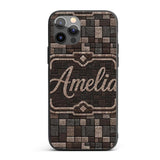 Stone Block Mosaic Neutral Texture Printed Design Custom Name Protective Phone Case Mobile Cover Durable Everyday Smartphone Shock Resistant