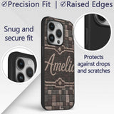 Stone Block Mosaic Neutral Texture Printed Design Custom Name Protective Phone Case Mobile Cover Durable Everyday Smartphone Shock Resistant