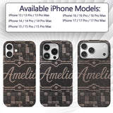 Stone Block Mosaic Neutral Texture Printed Design Custom Name Protective Phone Case Mobile Cover Durable Everyday Smartphone Shock Resistant