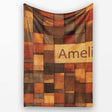 Wooden Parquet Square Texture Seamless Pattern Thoughtful Gift Idea  Personalised Custom Name Super Soft Fleece Blanket Bed Sofa Throw