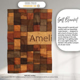 Wooden Parquet Square Texture Seamless Pattern Thoughtful Gift Idea  Personalised Custom Name Super Soft Fleece Blanket Bed Sofa Throw