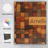Personalised Name Wooden Parquet Square Custom  Modern Room Accent Elegant Feature Canvas Wall Art Print Decor Picture Ready to Hang