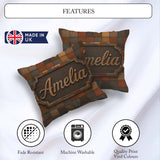 Custom Name Natural Wooden Square Parquet Texture Pattern Lovely Square Filled Cushion Throw Pillow Sofa Bed Home Decor Zip Washable UK Made