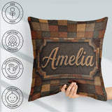 Custom Name Natural Wooden Square Parquet Texture Pattern Lovely Square Filled Cushion Throw Pillow Sofa Bed Home Decor Zip Washable UK Made