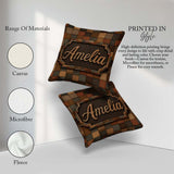 Custom Name Natural Wooden Square Parquet Texture Pattern Lovely Square Filled Cushion Throw Pillow Sofa Bed Home Decor Zip Washable UK Made