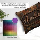 Custom Name Natural Wooden Square Parquet Texture Pattern Lovely Square Filled Cushion Throw Pillow Sofa Bed Home Decor Zip Washable UK Made