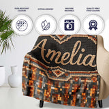 Warm Brown Grey Pixel Mosaic Abstract Seamless Pattern Lovely  Personalised Custom Name Super Soft Fleece Blanket Bed Sofa Throw
