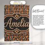 Warm Brown Grey Pixel Mosaic Abstract Seamless Pattern Lovely  Personalised Custom Name Super Soft Fleece Blanket Bed Sofa Throw