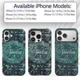 Blue Green Square Tile Mosaic Texture Seamless Custom Name Protective Phone Case Mobile Cover Durable Everyday Smartphone Shock Resistant