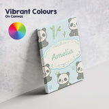 Personalised Name Cute Panda Bamboo Cartoon Animal Pattern Stylish Custom  Unique Canvas Wall Art Print Decor Picture Ready to Hang