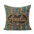 Custom Name Teal Brown Blue Vertical Abstract Seamless Pattern Square Filled Cushion Throw Pillow Sofa Bed Home Decor Zip Washable UK Made