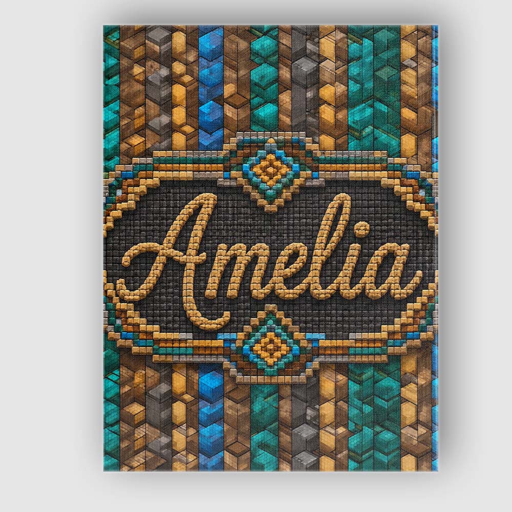 Personalised Name Teal Brown Blue Vertical Custom  Unique Gift Idea Elegant Feature Canvas Wall Art Print Decor Picture Ready to Hang
