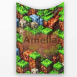 Minecraft Style Grass Dirt Blocks Landscape Seamless Pattern Lovely  Personalised Custom Name Super Soft Fleece Blanket Bed Sofa Throw