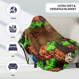 Minecraft Style Grass Dirt Blocks Landscape Seamless Pattern Lovely  Personalised Custom Name Super Soft Fleece Blanket Bed Sofa Throw
