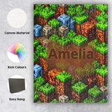 Personalised Name Minecraft Style Grass Custom  Modern Room Accent Elegant Feature Canvas Wall Art Print Decor Picture Ready to Hang