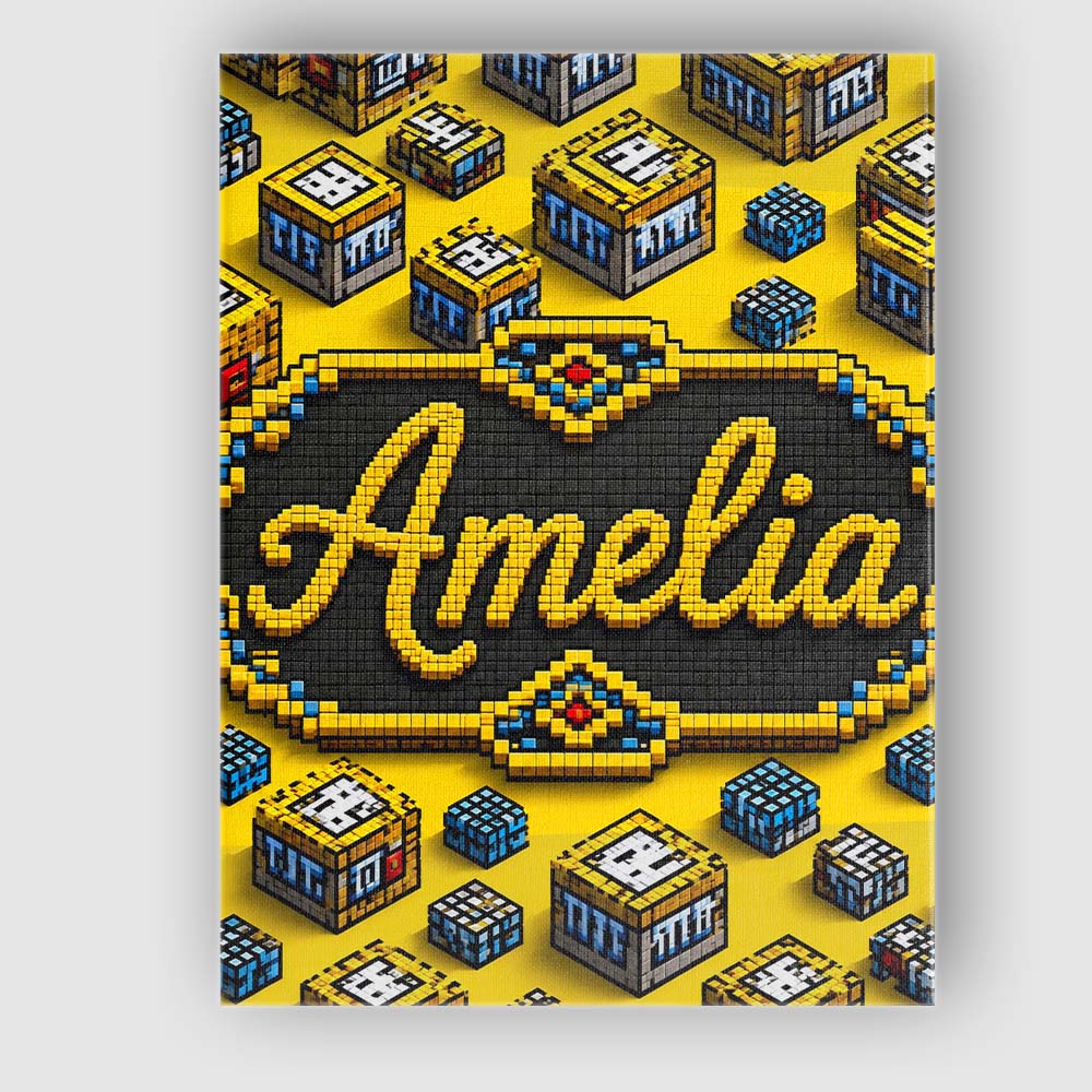 Personalised Name Yellow Gaming Pixel TNT Custom  Unique Gift Idea Elegant Feature Canvas Wall Art Print Decor Picture Ready to Hang