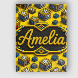 Personalised Name Yellow Gaming Pixel TNT Custom  Unique Gift Idea Elegant Feature Canvas Wall Art Print Decor Picture Ready to Hang