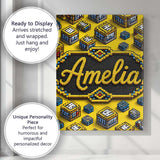 Personalised Name Yellow Gaming Pixel TNT Custom  Unique Gift Idea Elegant Feature Canvas Wall Art Print Decor Picture Ready to Hang