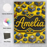 Personalised Name Yellow Gaming Pixel TNT Custom  Unique Gift Idea Elegant Feature Canvas Wall Art Print Decor Picture Ready to Hang