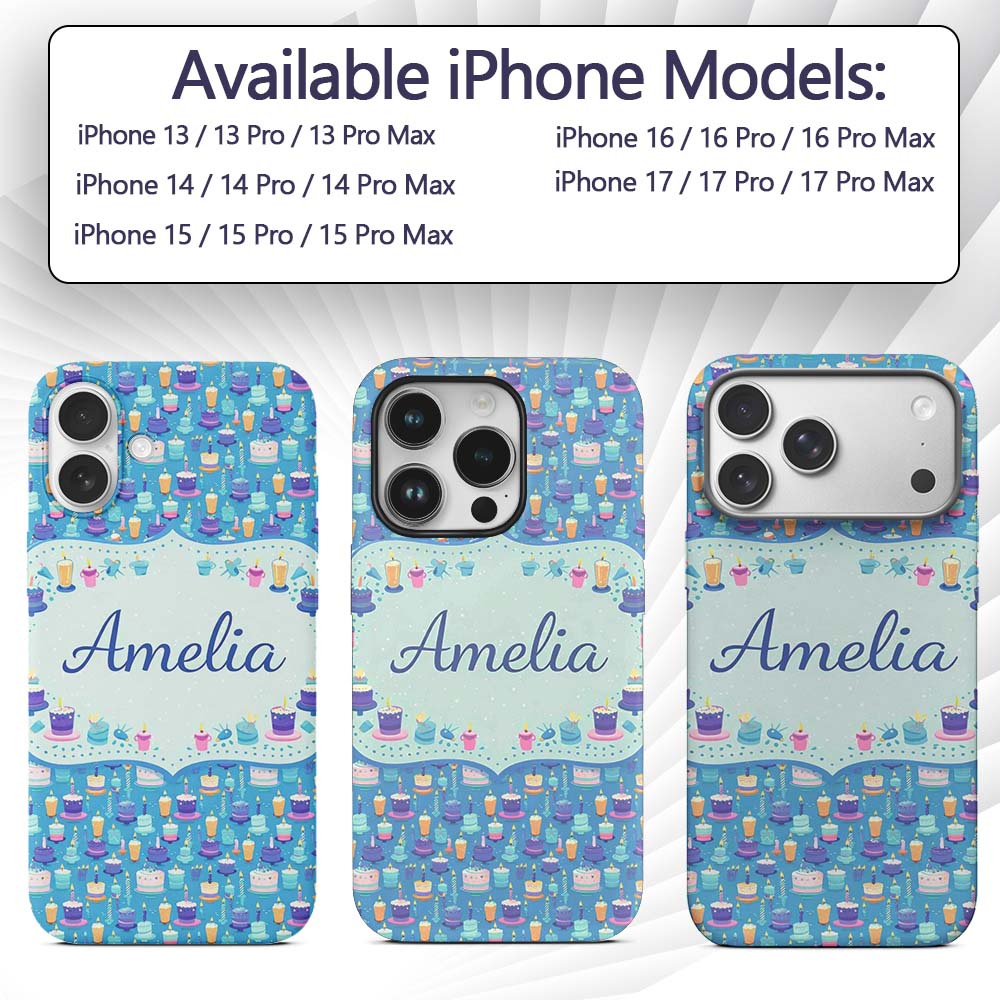 Yellow Floral Cake Seamless Pattern Botanical Custom Name Protective Phone Case Mobile Cover Durable Everyday Smartphone Shock Resistant