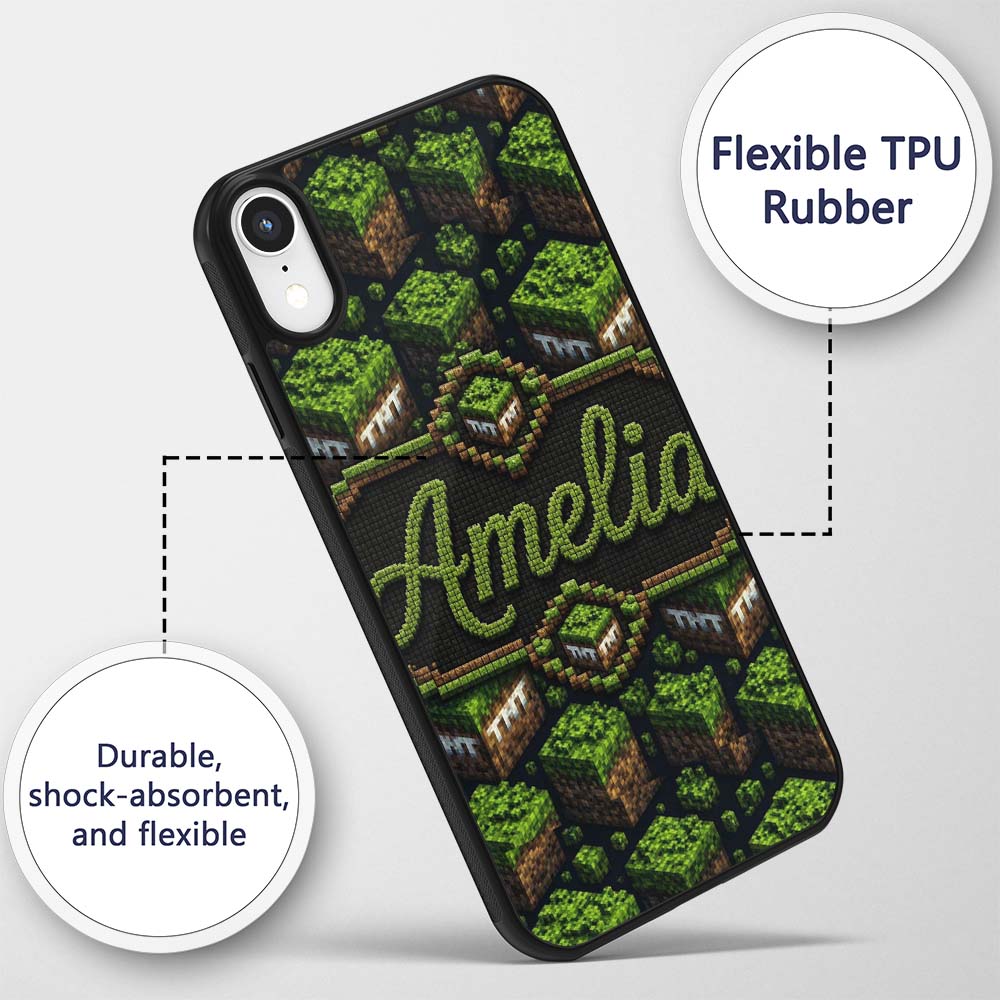 Floating Grass Block Night Landscape Seamless Custom Name Protective Phone Case Mobile Cover Durable Everyday Smartphone Shock Resistant