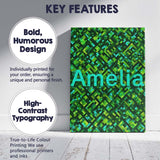 Personalised Name Green Pixel Geometric Custom  Modern Room Accent Elegant Feature Canvas Wall Art Print Decor Picture Ready to Hang