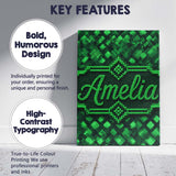 Personalised Name Layered Green Square Custom  Modern Room Accent Elegant Feature Canvas Wall Art Print Decor Picture Ready to Hang