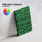 Personalised Name Layered Green Square Custom  Modern Room Accent Elegant Feature Canvas Wall Art Print Decor Picture Ready to Hang